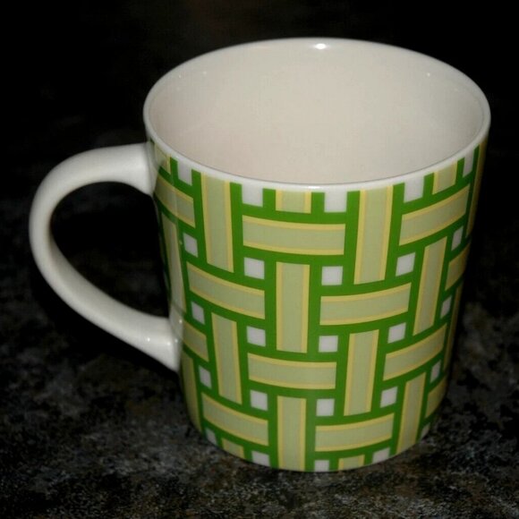 2006 Starbucks Lawn Chair Coffee Mug Green Yellow Retro Webbed Tea Cup - Picture 2 of 5